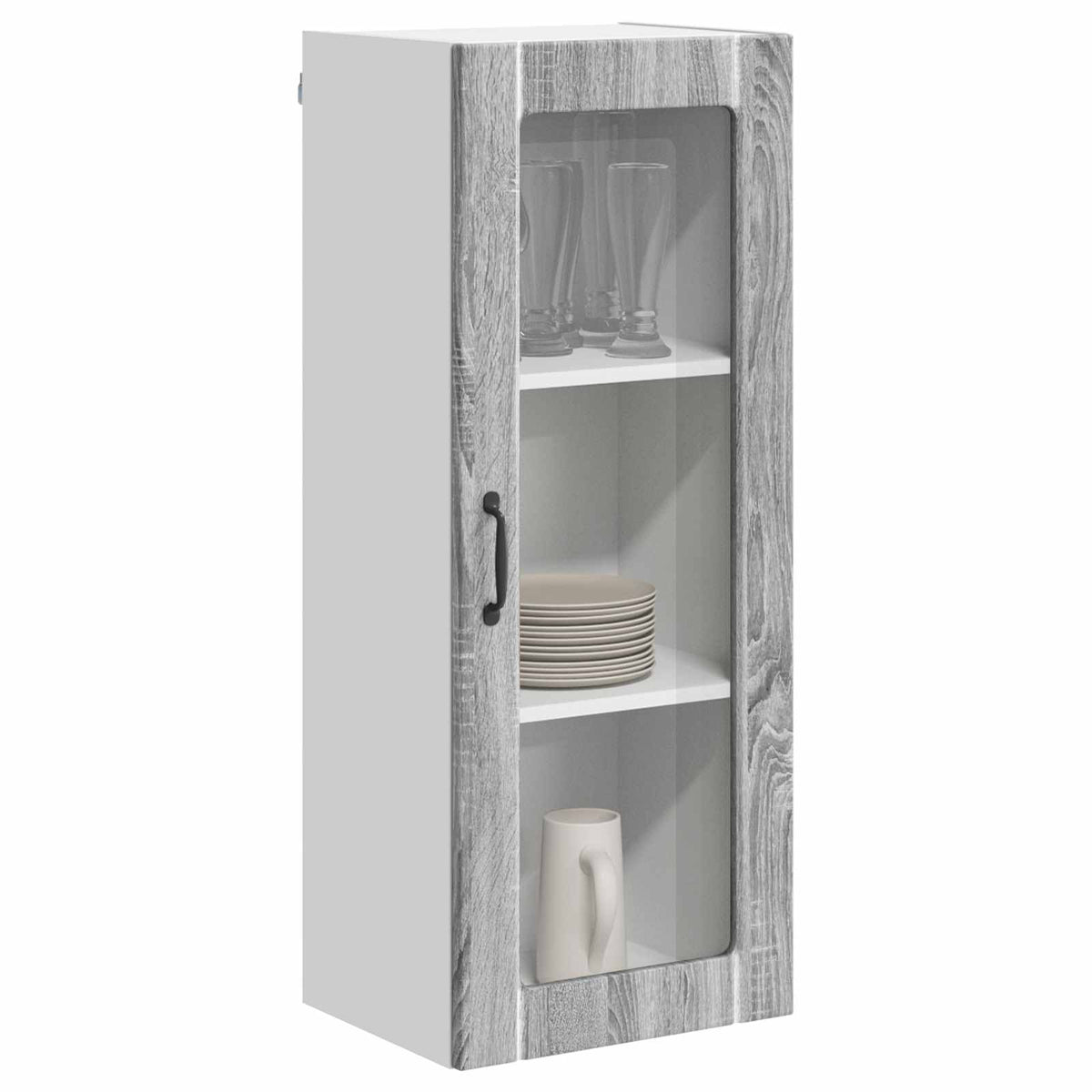 Vidaxl wandglas cabinet lucca grijs sonoma 40 x 31 x 100 cm