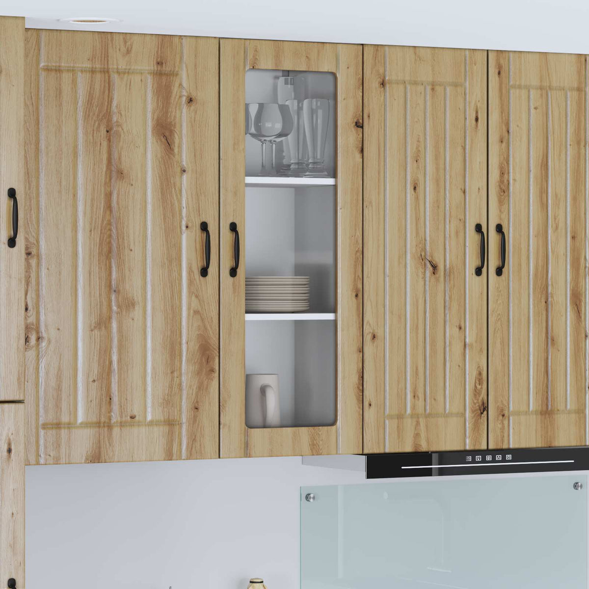 Vidaxl wandglas cabinet lucca artisanaal eiken 40 x 31 x 100 cm