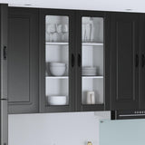 Vidaxl wandglas cabinet lucca zwart 80 x 31 x 100 cm bewerkt hout