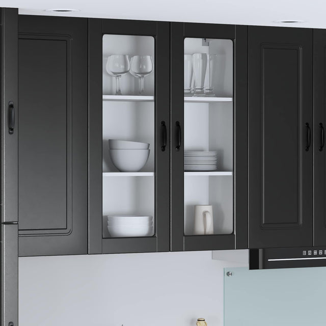 Vidaxl wandglas cabinet lucca zwart 80 x 31 x 100 cm bewerkt hout