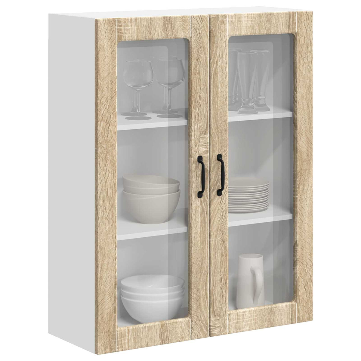 Vidaxl wandglas cabinet lucca sonoma eiken 80 x 31 x 100 cm