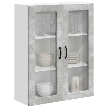 Vidaxl wandglas cabinet lucca betongrijs 80 x 31 x 100 cm bewerkt hout