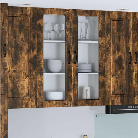 Vidaxl wandglas cabinet lucca gerookt eiken 80 x 31 x 100 cm