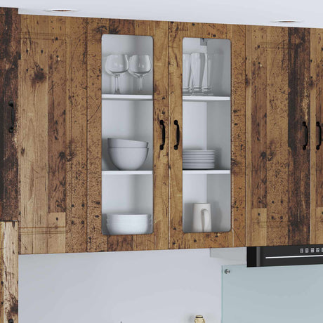 Vidaxl wandglas cabinet lucca oud hout 80 x 31 x 100 cm bewerkt hout