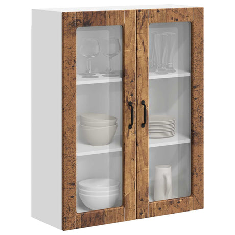 Vidaxl wandglas cabinet lucca oud hout 80 x 31 x 100 cm bewerkt hout