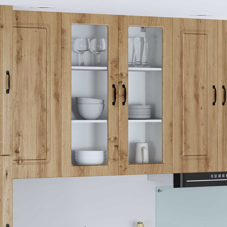 Vidaxl wandglas cabinet lucca artisanaal eiken 80 x 31 x 100 cm