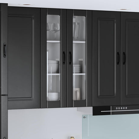 Vidaxl wandglas cabinet lucca zwart 60 x 31 x 100 cm bewerkt hout