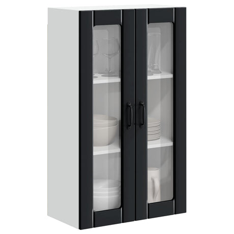 Vidaxl wandglas cabinet lucca zwart 60 x 31 x 100 cm bewerkt hout