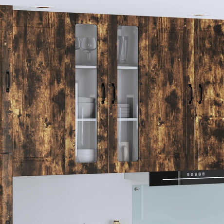 Vidaxl wandglas cabinet lucca gerookt eiken 60 x 31 x 100 cm