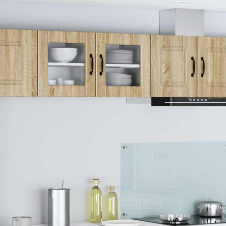 Vidaxl wandglas cabinet porto 2 st sonoma eiken bewerkt hout
