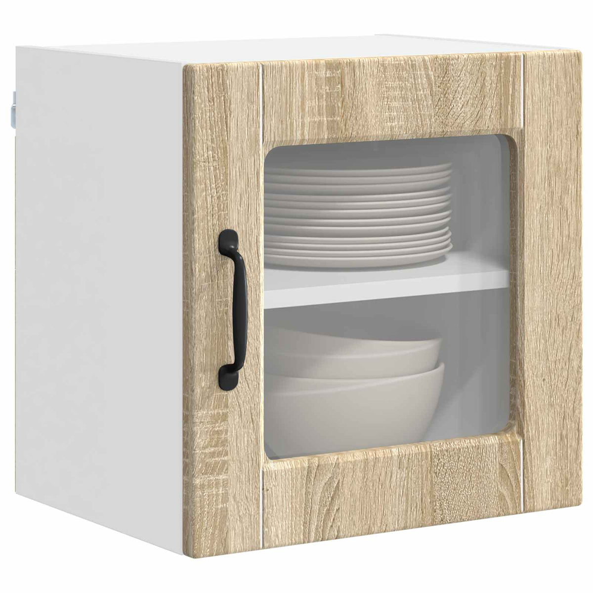 Vidaxl wandglas cabinet porto 2 st sonoma eiken bewerkt hout
