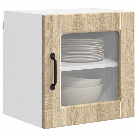 Vidaxl wandglas cabinet porto 2 st sonoma eiken bewerkt hout