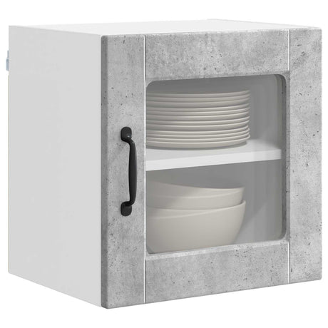 Vidaxl wandglas cabinet porto 2 st beton grijs bewerkt hout