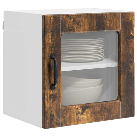Vidaxl wandglas cabinet porto gerookt eiken 40 x 31 x 40 cm