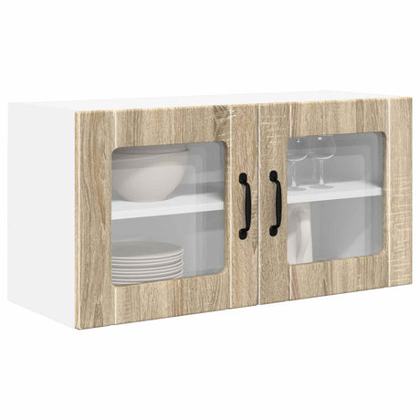 Vidaxl wandglascabinet porto sonoma eiken 80 x 31 x 40 cm bewerkt hout