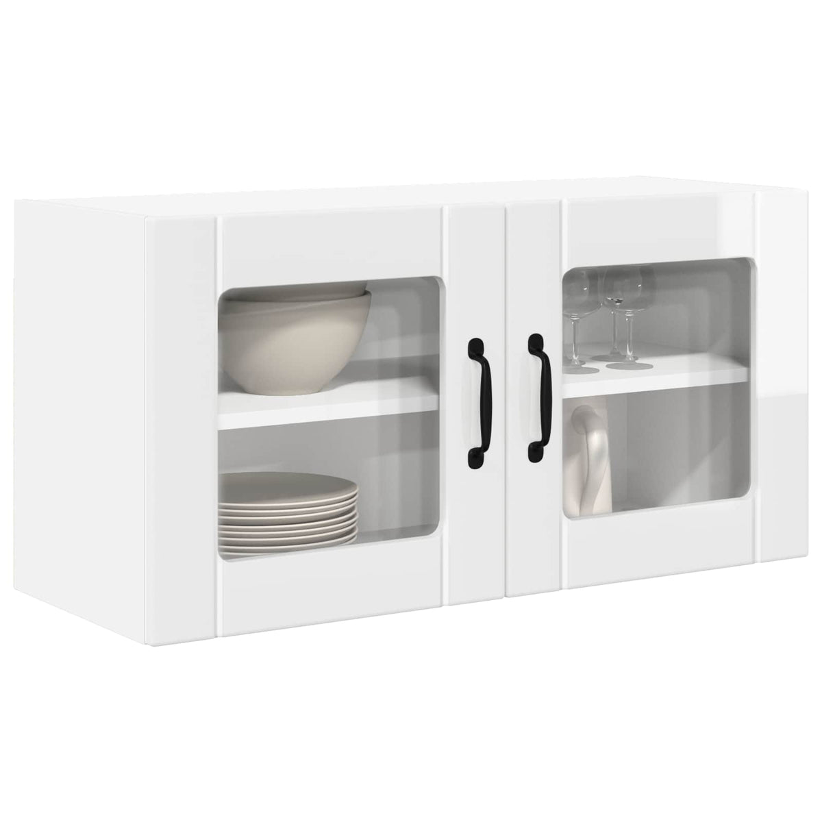 Vidaxl wandglas cabinet porto hoogglans wit 80 x 31 x 40 cm