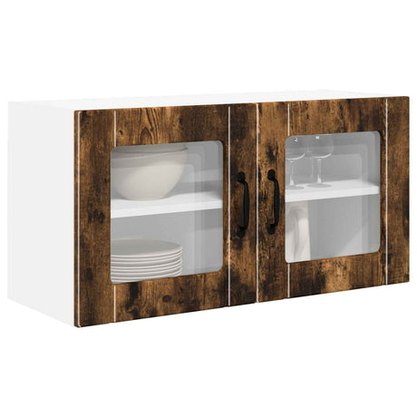 Vidaxl wandglas cabinet porto gerookt eiken 80 x 31 x 40 cm