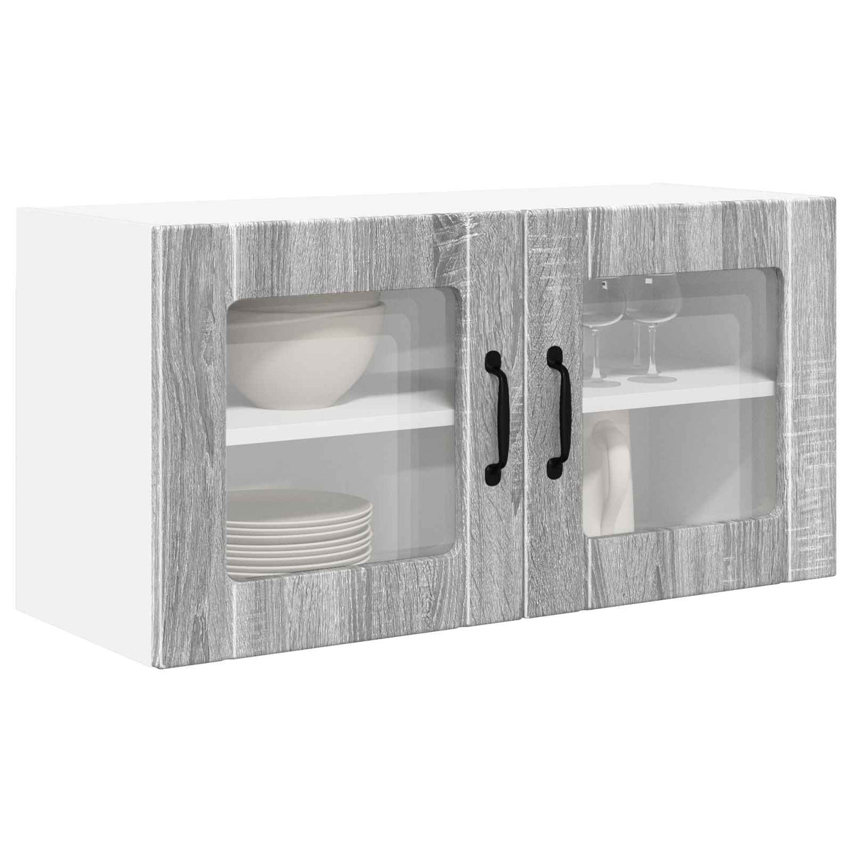Vidaxl wandglas cabinet porto grijs sonoma 80 x 31 x 40 cm