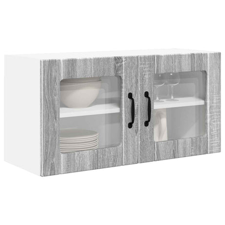Vidaxl wandglas cabinet porto grijs sonoma 80 x 31 x 40 cm