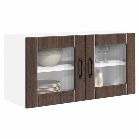 Vidaxl wandglas cabinet porto bruin eiken 80 x 31 x 40 cm bewerkt hout