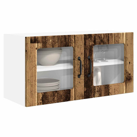 Vidaxl wandglas cabinet porto oudhout 80 x 31 x 40 cm bewerkt hout