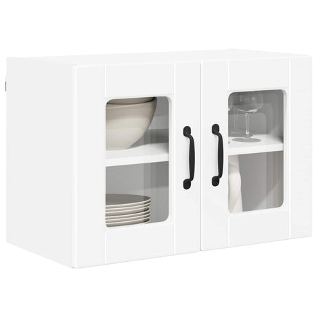 Vidaxl wandglas cabinet porto 2 st wit bewerkt hout