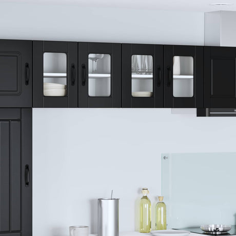 Vidaxl wandglas cabinet porto zwart 60 x 31 x 40 cm bewerkt hout