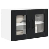 Vidaxl wandglas cabinet porto 2 st zwart bewerkt hout