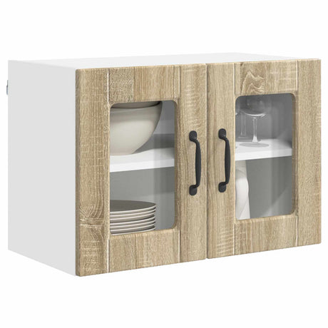 Vidaxl wandglas cabinet porto 2 st sonoma eiken bewerkt hout