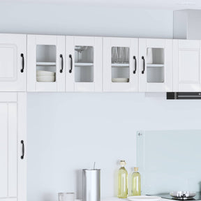 Vidaxl wandglas cabinet porto 2 st hoogglans wit bewerkt hout