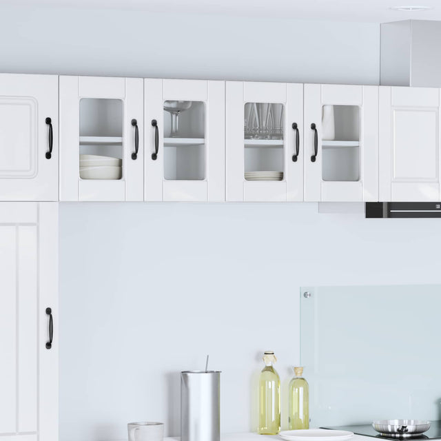 Vidaxl wandglas cabinet porto 2 st hoogglans wit bewerkt hout