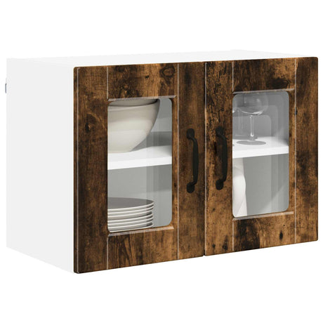 Vidaxl wandglas cabinet porto gerookt eiken 60 x 31 x 40 cm