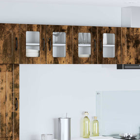 Vidaxl wandglas cabinet porto 2 st gerookt eiken bewerkt hout