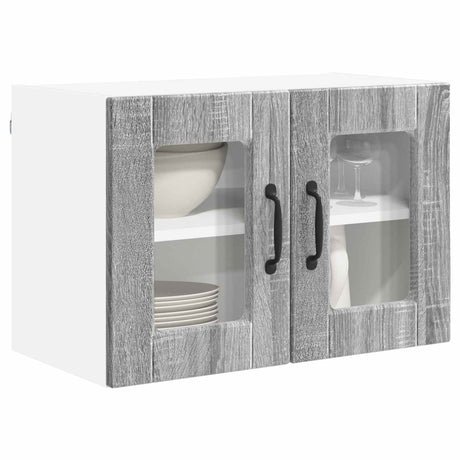 Vidaxl wandglas cabinet porto 2 st grijs sonoma bewerkt hout