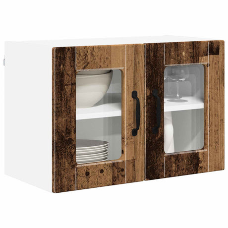 Vidaxl wandglas cabinet porto oudhout 60 x 31 x 40 cm bewerkt hout