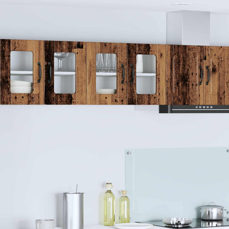 Vidaxl wandglas cabinet porto 2 st oudhout bewerkt hout