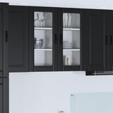 Vidaxl muurglas cabinet porto 2 st zwart bewerkt hout