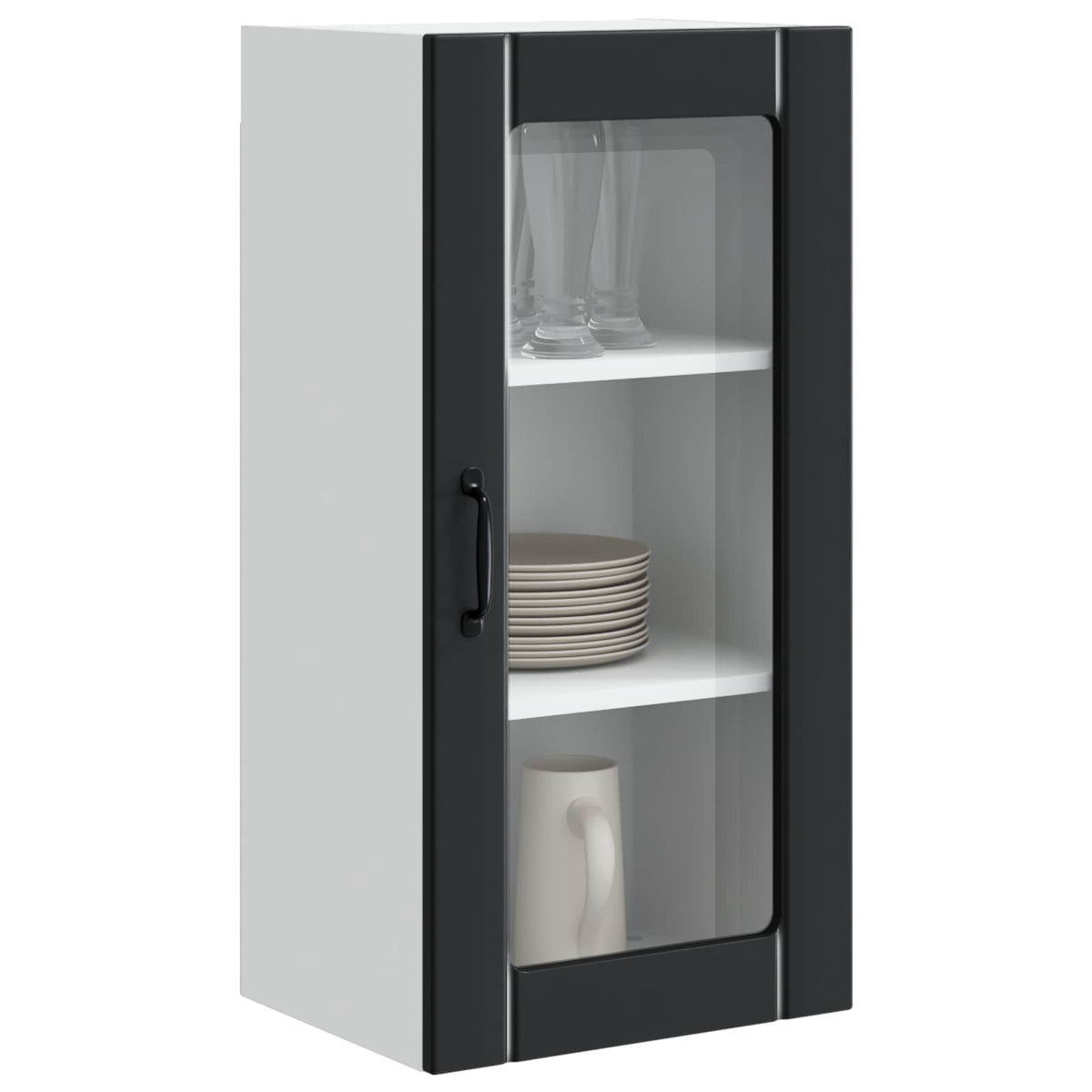 Vidaxl muurglas cabinet porto 2 st zwart bewerkt hout