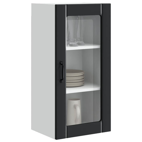 Vidaxl muurglas cabinet porto 2 st zwart bewerkt hout