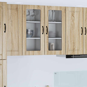 Vidaxl wandglas cabinet porto 2 st sonoma eiken bewerkt hout