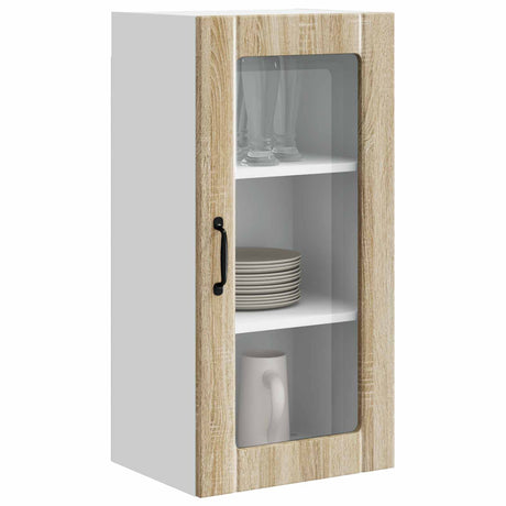 Vidaxl wandglas cabinet porto 2 st sonoma eiken bewerkt hout