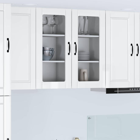 Vidaxl wandglas cabinet porto 2 st hoogglans wit bewerkt hout