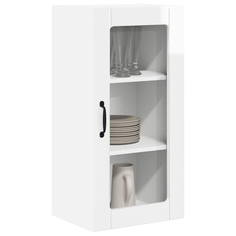 Vidaxl wandglas cabinet porto 2 st hoogglans wit bewerkt hout