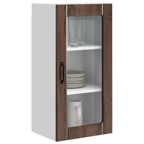 Vidaxl wandglas cabinet porto bruin eiken 40 x 31 x 80 cm bewerkt hout