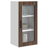 Vidaxl wandglas cabinet porto 2 st bruin eiken bewerkt hout