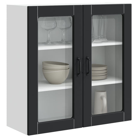 Vidaxl wandglas cabinet porto zwart 80 x 31 x 80 cm bewerkt hout