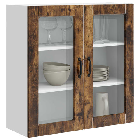 Vidaxl wandglas cabinet porto gerookt eiken 80 x 31 x 80 cm