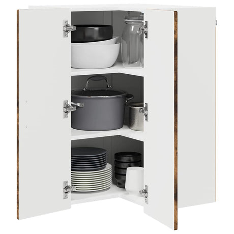 Vidaxl wandhoekkast porto gerookt eiken 57 x 57 x 80 cm bewerkt hout
