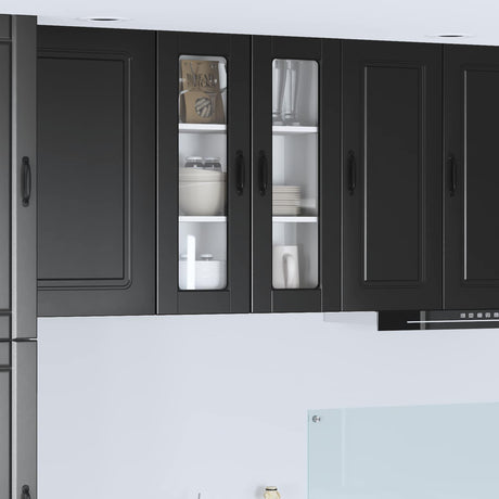 Vidaxl wandglas cabinet porto zwart 60 x 31 x 80 cm bewerkt hout
