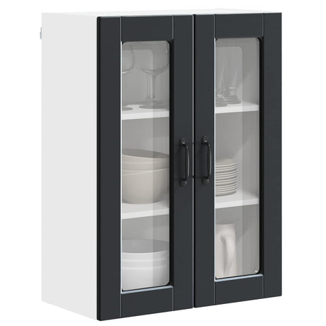 Vidaxl wandglas cabinet porto zwart 60 x 31 x 80 cm bewerkt hout